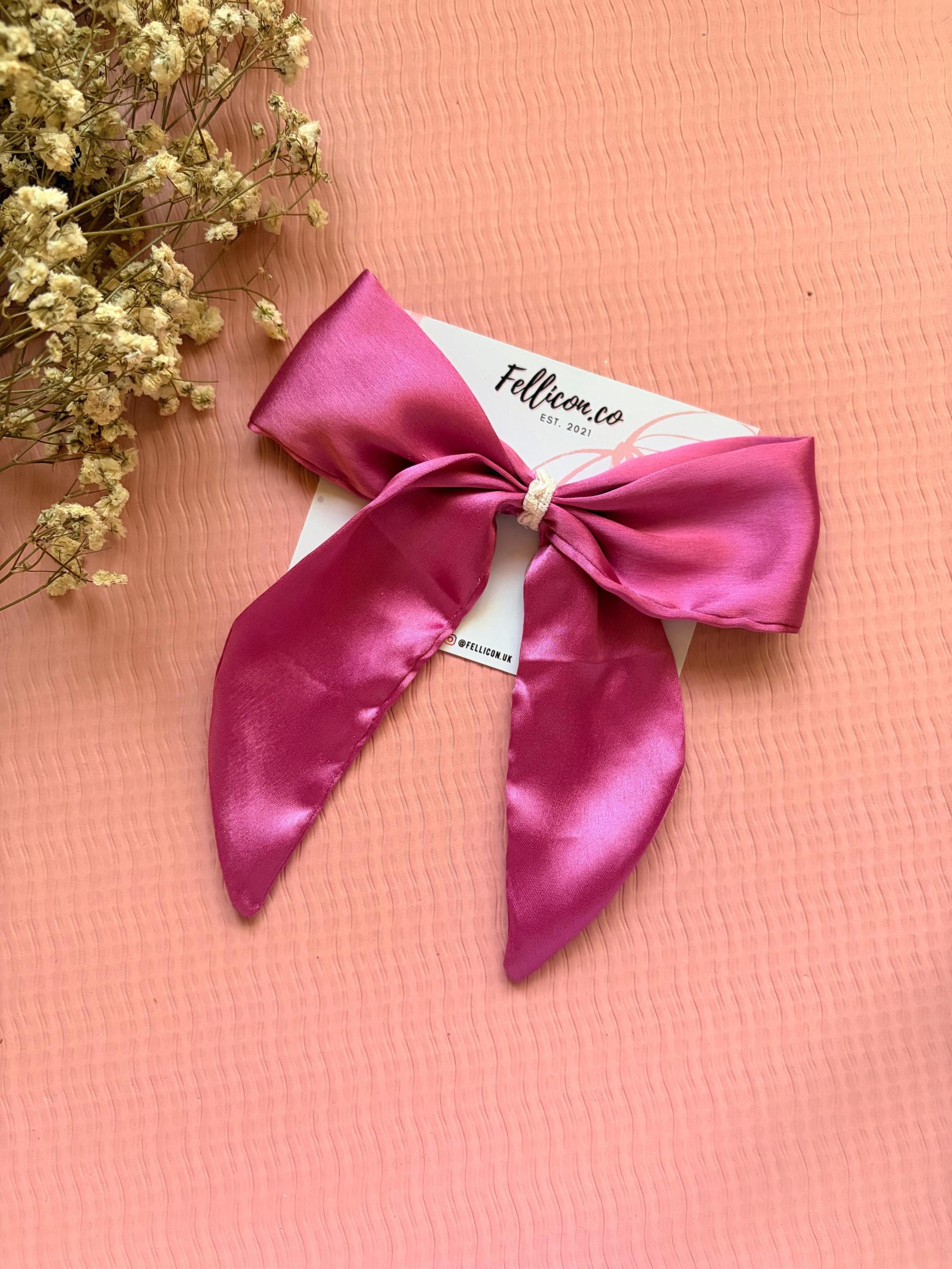 Large Satin Silk Hair Bow Clip | Minimalist Chic Multi-Color Accessory with Long Tails