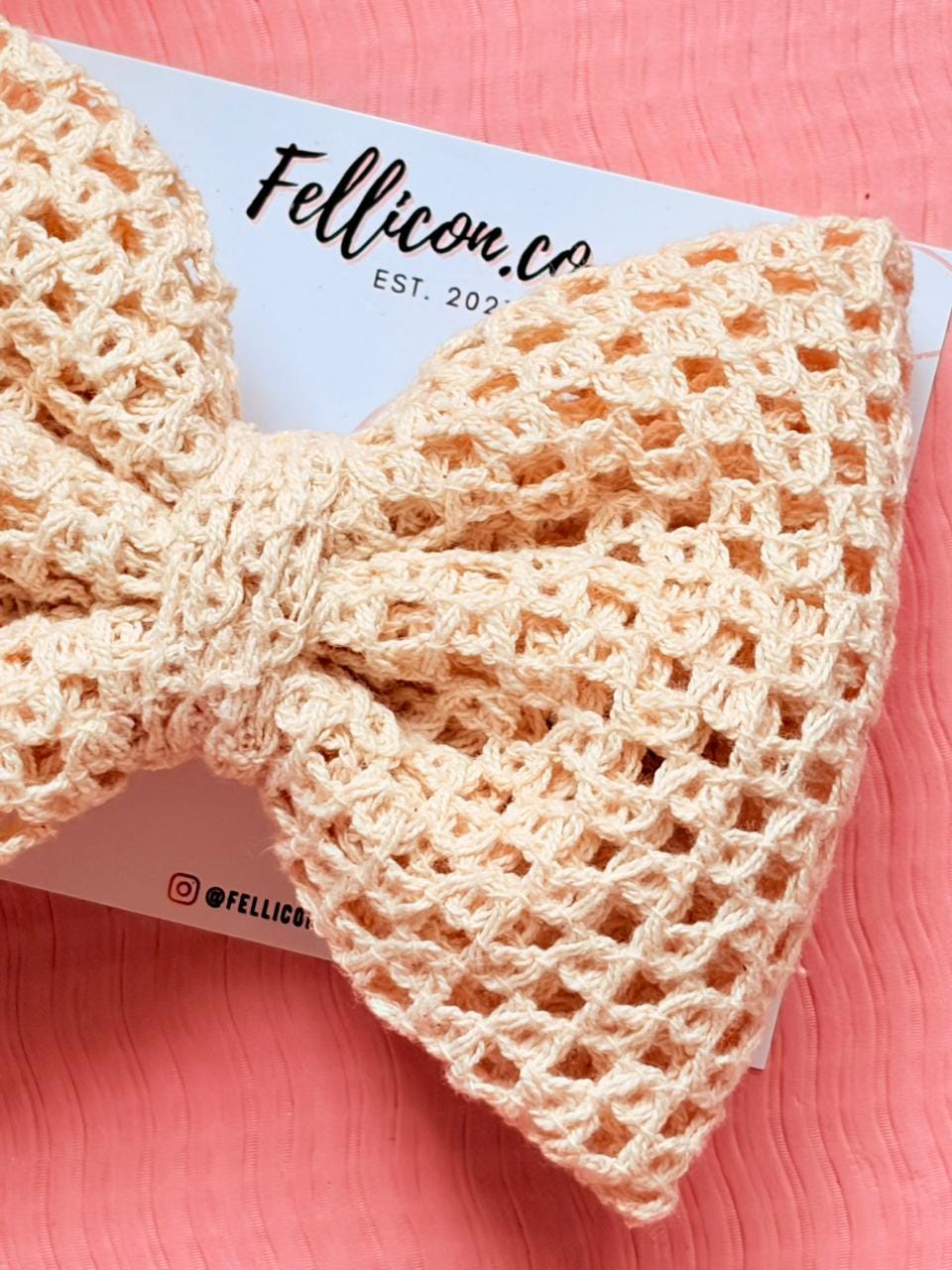 Large Crochet Vintage Hair Bow, Coquette Boho Lace Accessory Handmade Ribbon Applique