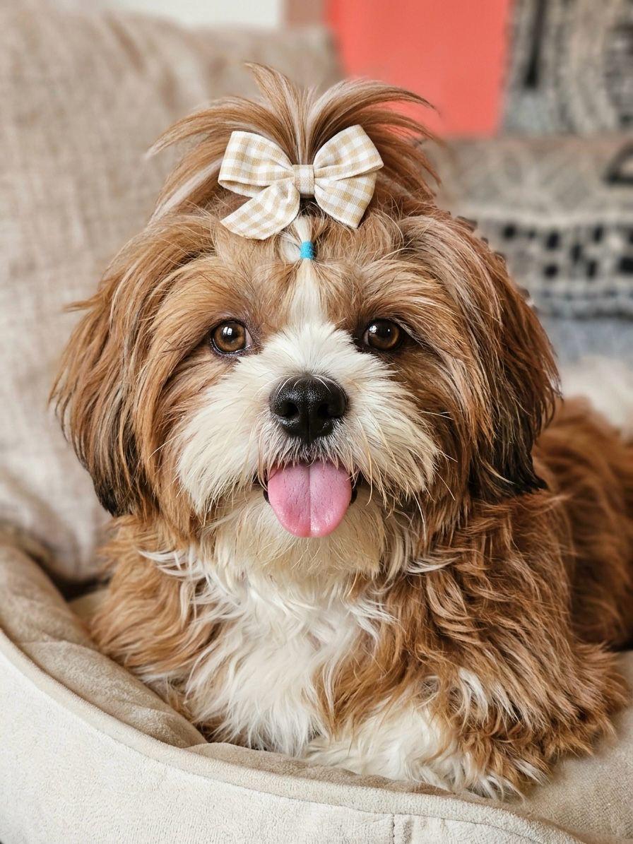Gingham Dog Bows (Pack of 4), Plaid Puppy Top Knot Clip, Small Dog Accessories