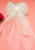 Oversized Tulle Bridal Hair Bow with Long Veil Tails, Wedding Accessory
