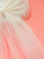 Oversized Tulle Bridal Hair Bow with Long Veil Tails, Wedding Accessory