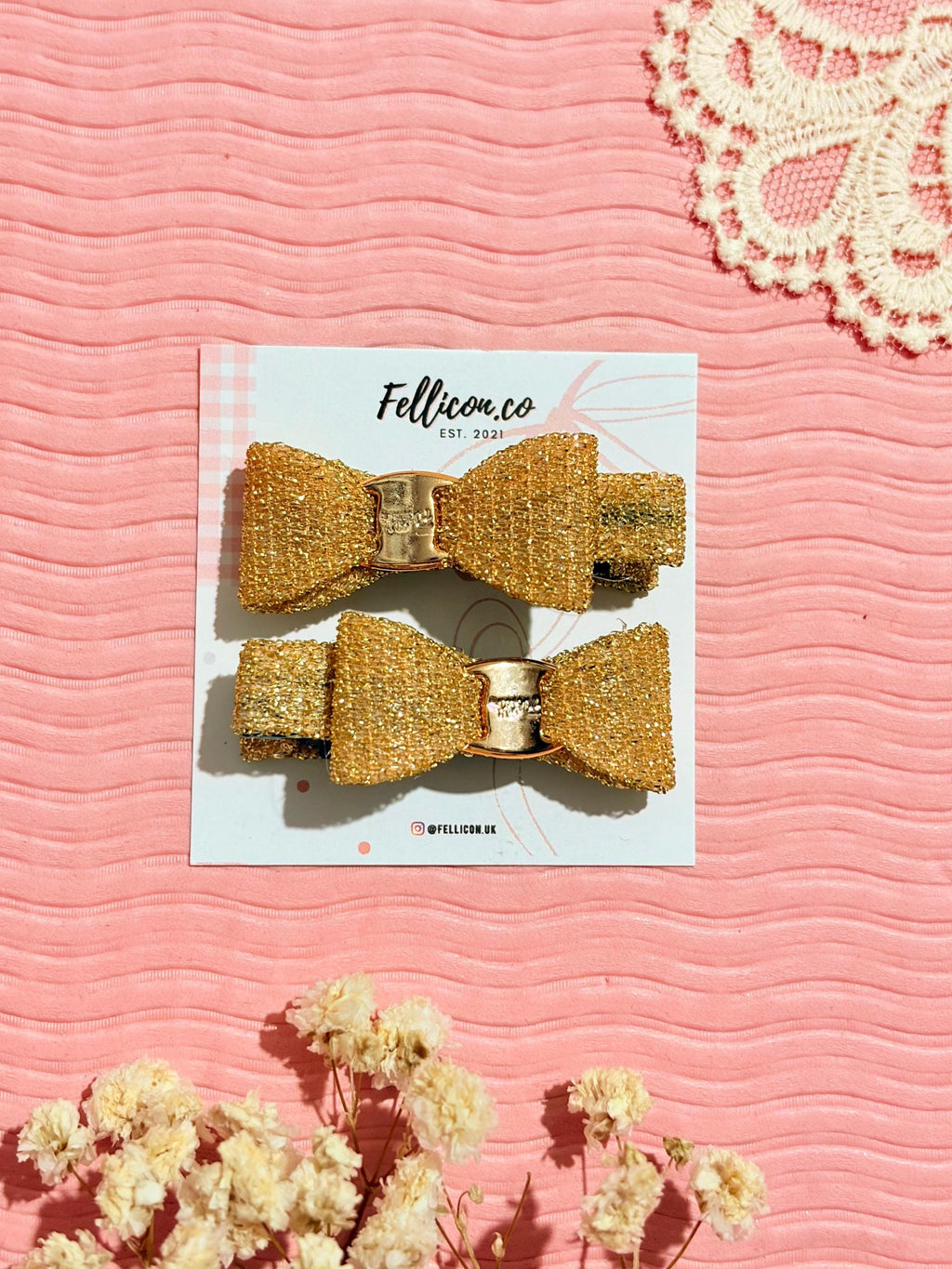 Sparkly Pink Glitter Hair Clips | 7 Pairs, No-Slip Alligator Bows for Fine Hair