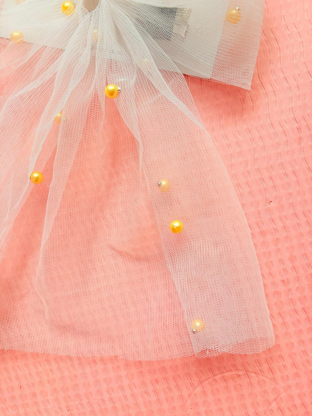 Tulle Wedding Hair Bow with Veil, Pearl Bridal Hair Clip, Sheer White Coquette Accessory