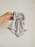 Oversized Satin Hair Bow, Silver Grey Statement Piece, Bridal Hair Clip