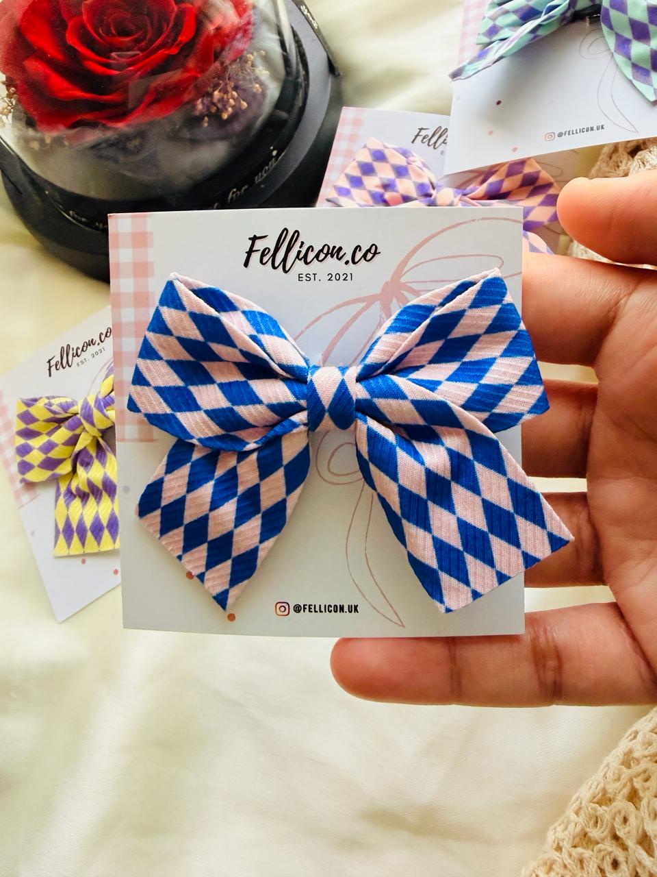 Gingham Dog Bows (Pack of 4), Plaid Puppy Top Knot Clip, Small Dog Accessories
