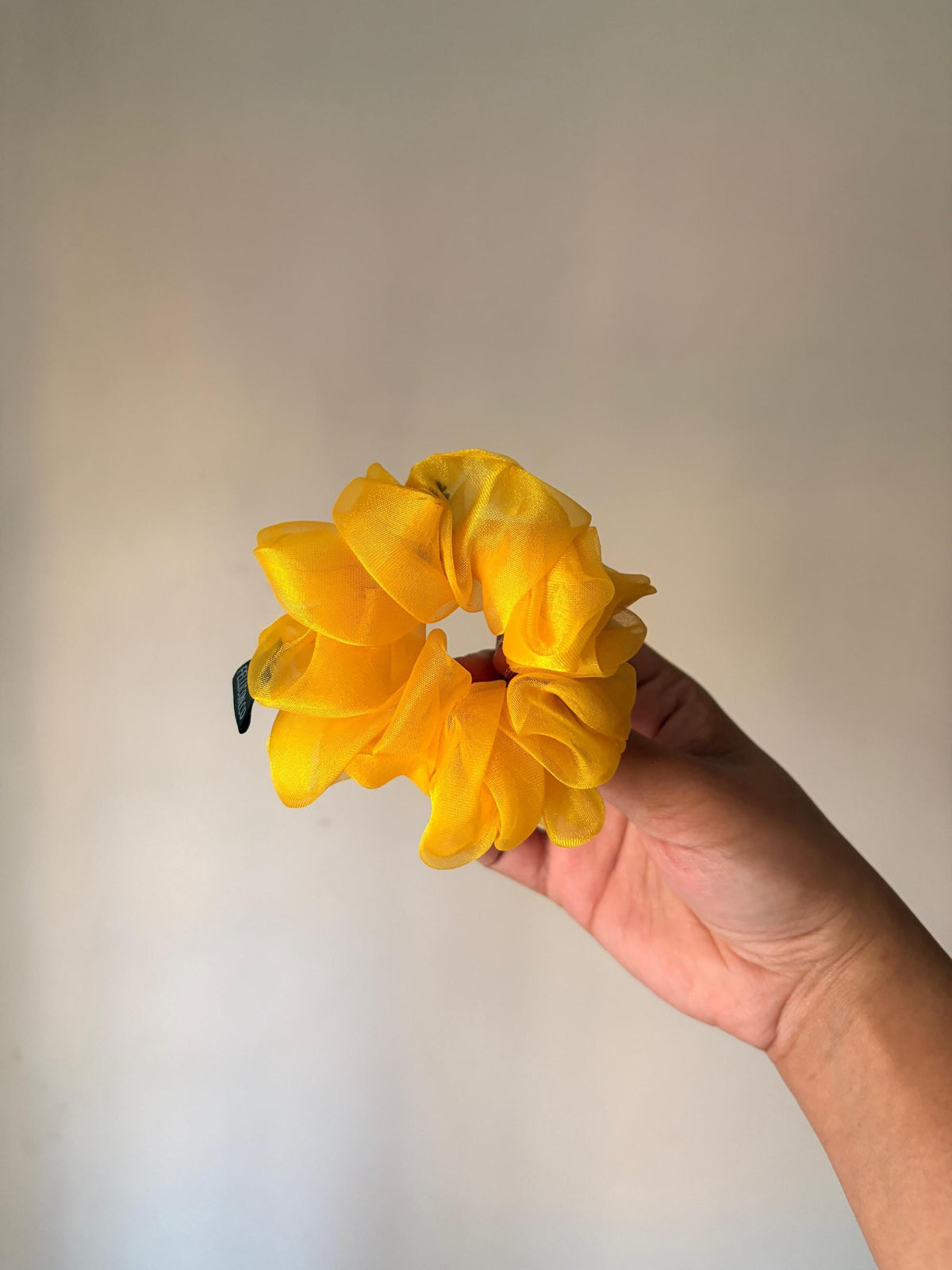 Oversized Organza Scrunchies (3 Pack) | Sheer Voluminous Hair Ties | Yellow, Grey, Black