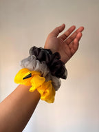 Oversized Organza Scrunchies (3 Pack) | Sheer Voluminous Hair Ties | Yellow, Grey, Black