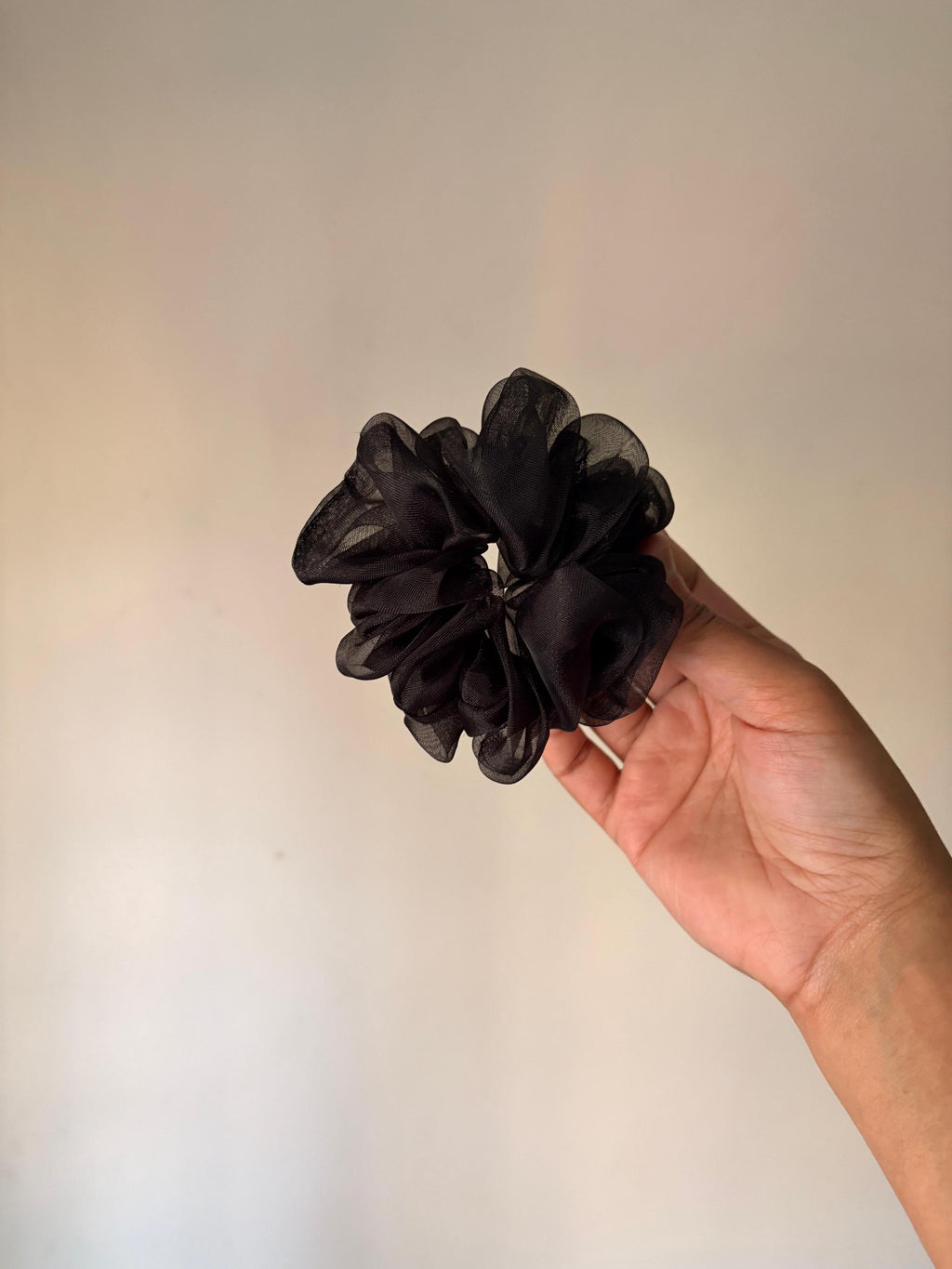 Oversized Organza Scrunchies (3 Pack) | Sheer Voluminous Hair Ties | Yellow, Grey, Black