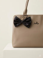Black Satin Bow Bag Charm, Coquette Balletcore Purse Accessory, Gold Clasp Keychain