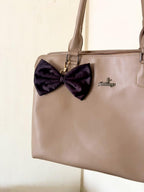 Black Satin Bow Bag Charm, Coquette Balletcore Purse Accessory, Gold Clasp Keychain