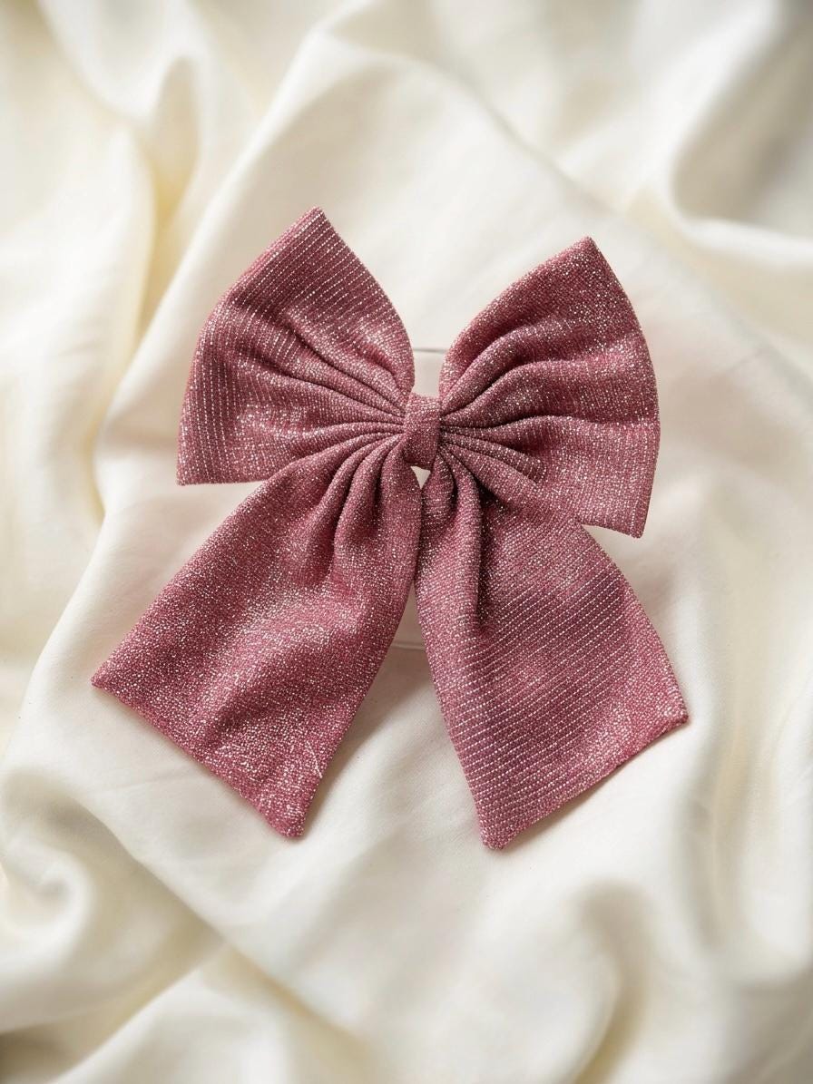 Sparkly Glitter Hair Bow Clip | Metallic Statement Coquette Accessory