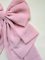 Oversized Layered Chiffon Hair Bow Clip | Blush Pink Coquette Barrette Women