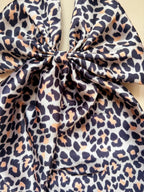 Oversized Leopard Print Satin Hair Bow | Long Tail Cheetah Clip for Women