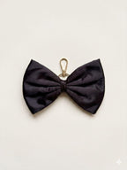 Black Satin Bow Bag Charm, Coquette Balletcore Purse Accessory, Gold Clasp Keychain