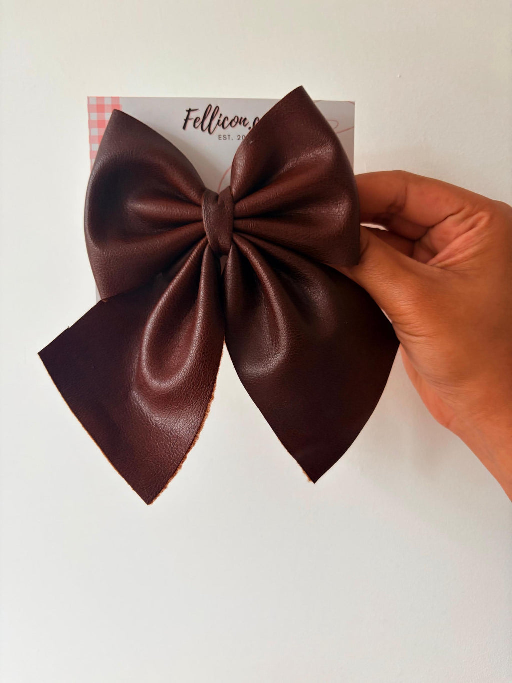 Chocolate Brown Vegan Leather Sailor Bow Clip | Fairytail Autumn Hair Accessory