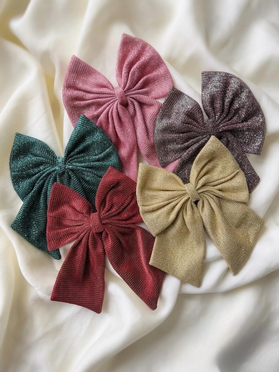 Sparkly Glitter Hair Bow Clip | Metallic Statement Coquette Accessory