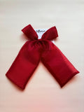 Oversized Cherry Red Organza Hair Bow, 10-inch Coquette Ribbon Clip, Romantic Bridal Accessory