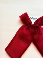 Oversized Cherry Red Organza Hair Bow, 10-inch Coquette Ribbon Clip, Romantic Bridal Accessory