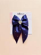 Sparkly Rhinestone Heart Sailor Bows (Pack of 5), Coquette Princess Hair Clips