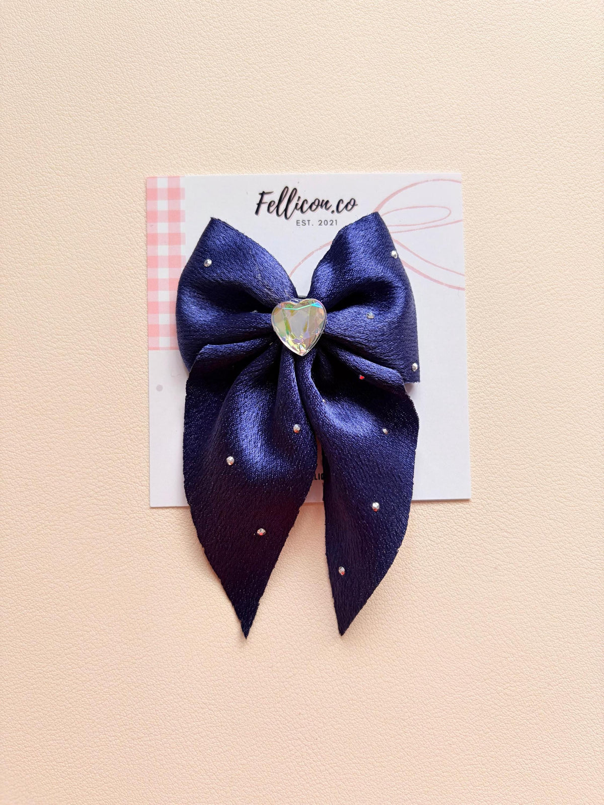 Sparkly Rhinestone Heart Sailor Bows (Pack of 5), Coquette Princess Hair Clips
