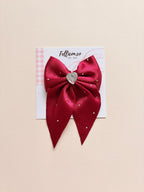 Sparkly Rhinestone Heart Sailor Bows (Pack of 5), Coquette Princess Hair Clips