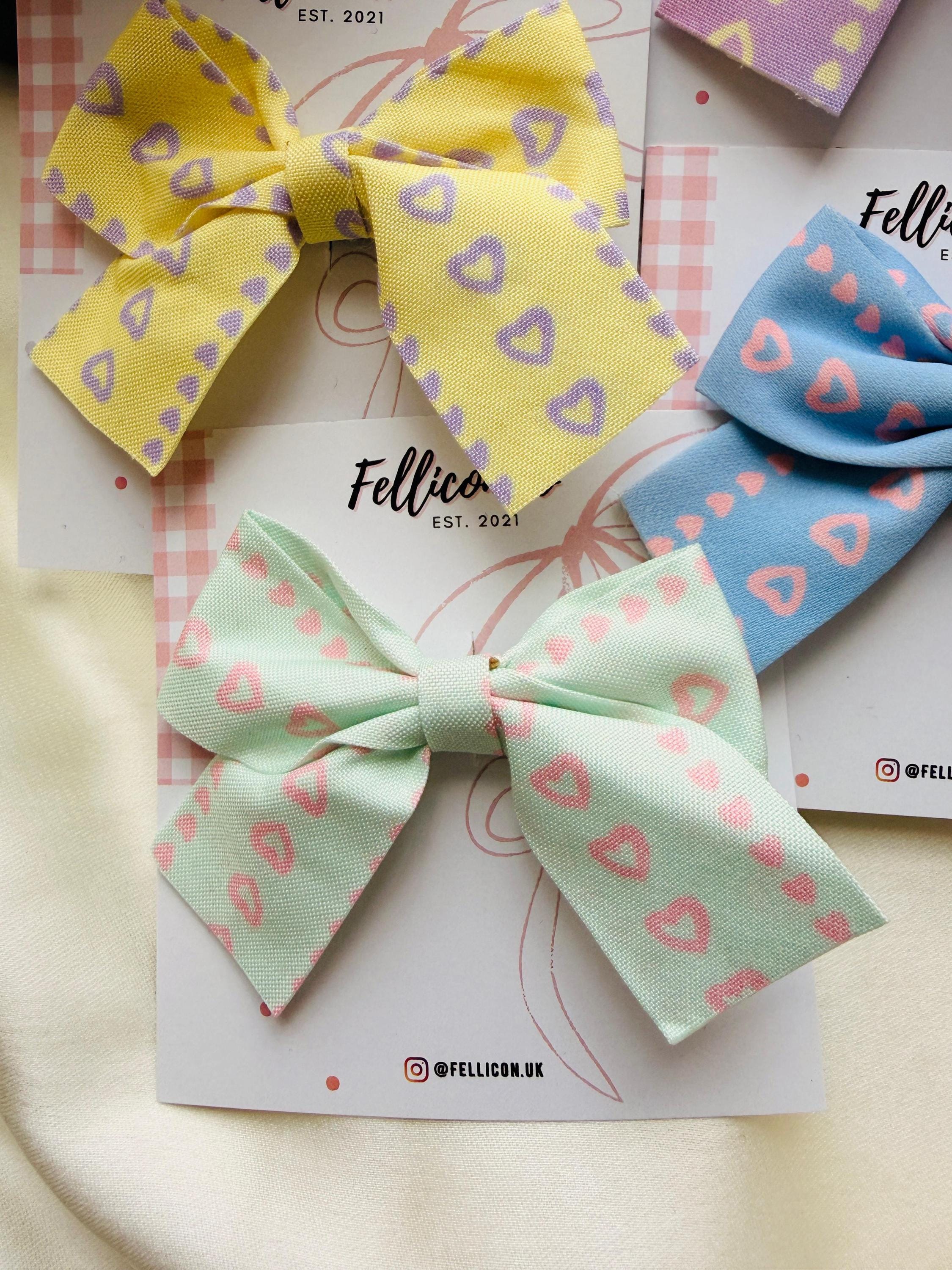 Handmade Heart Print Hair Bows for Girls | Baby Alligator Clip Accessories