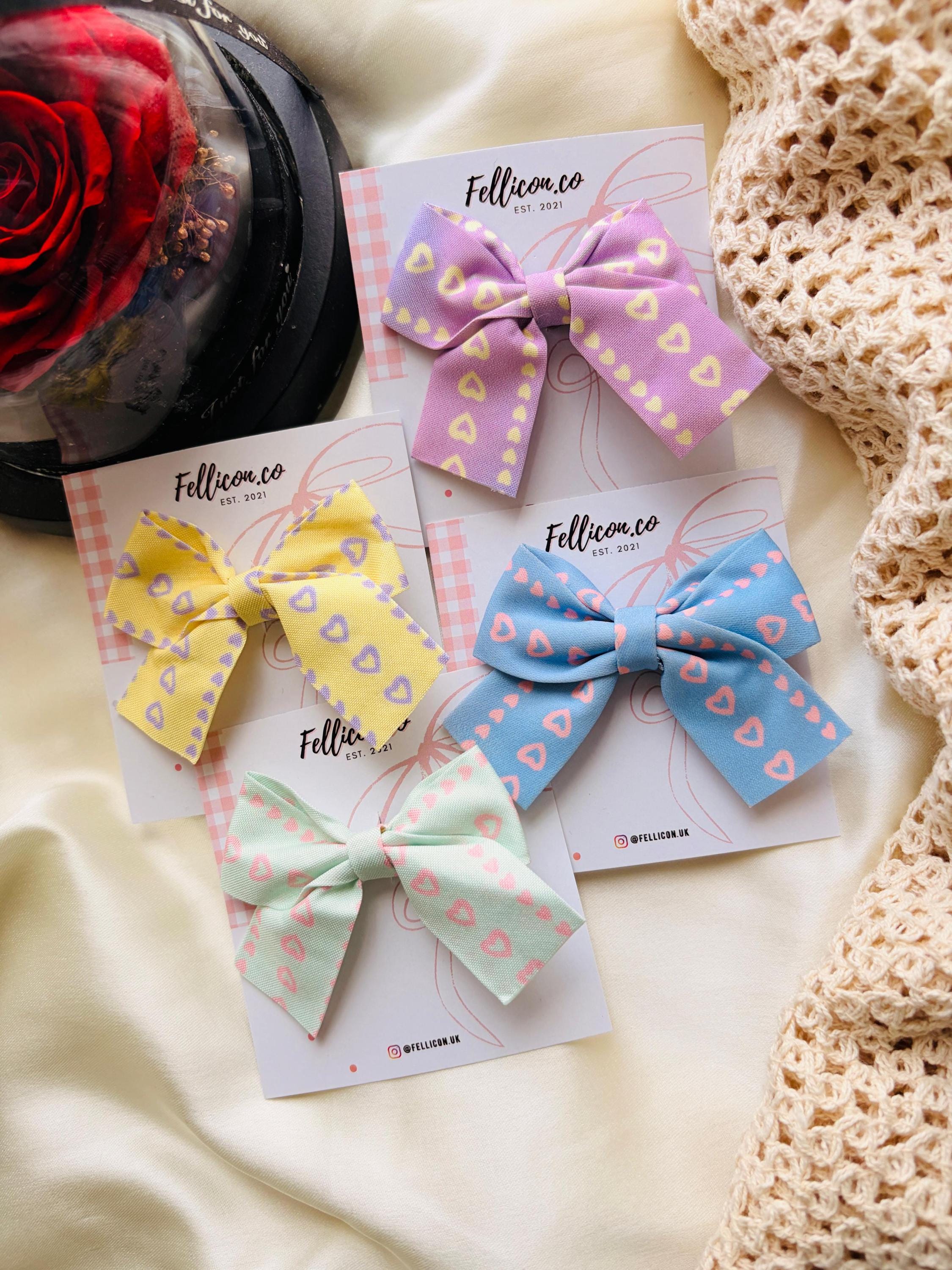 Handmade Heart Print Hair Bows for Girls | Baby Alligator Clip Accessories