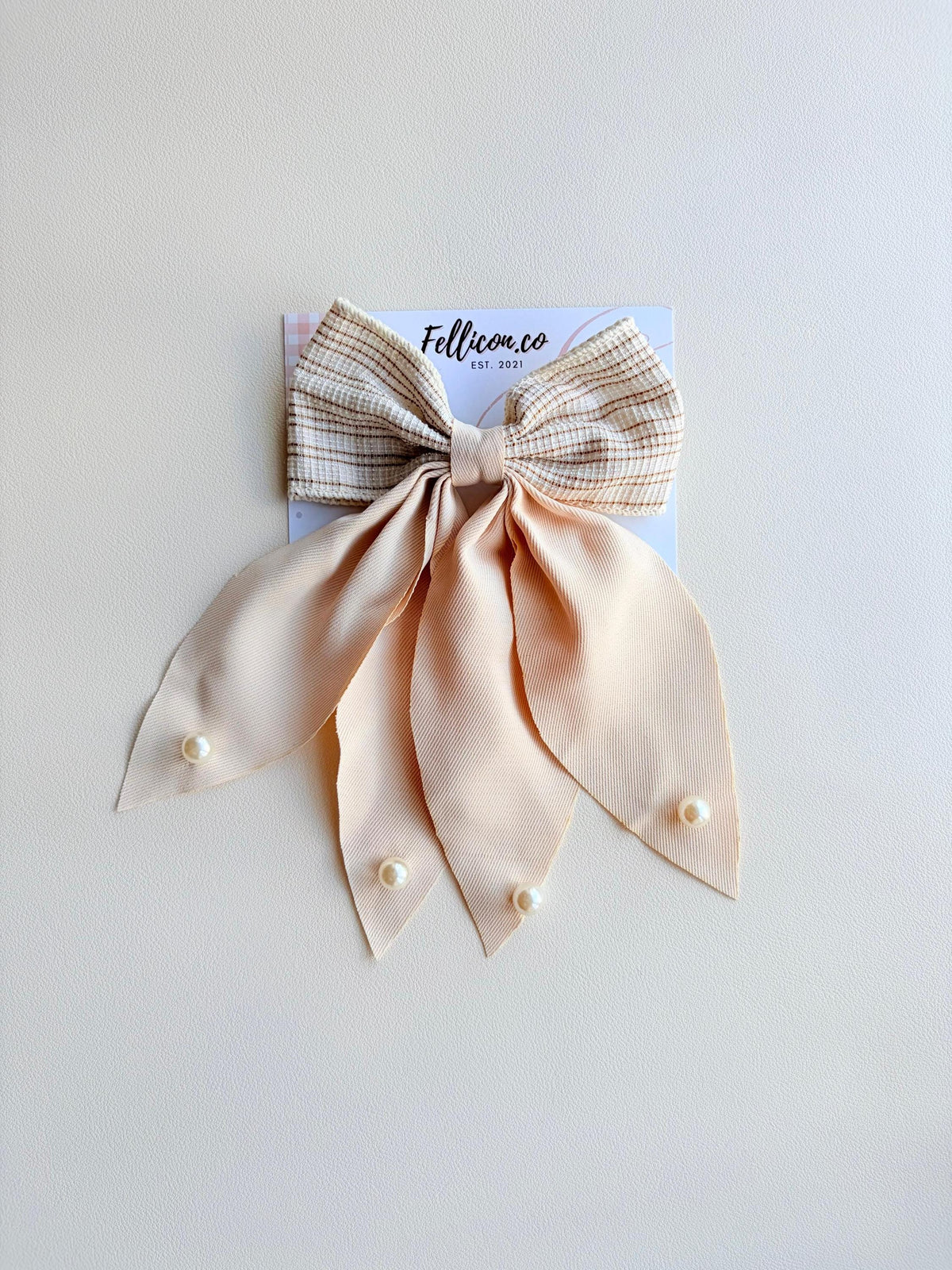Large Plaid Hair Bow Clip with Pearls | Coquette Cottagecore Accessories