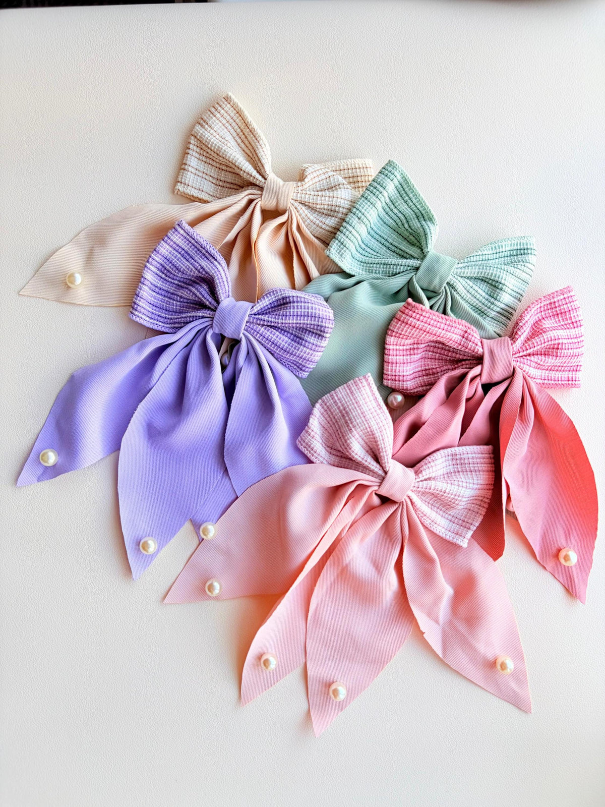 Large Plaid Hair Bow Clip with Pearls | Coquette Cottagecore Accessories