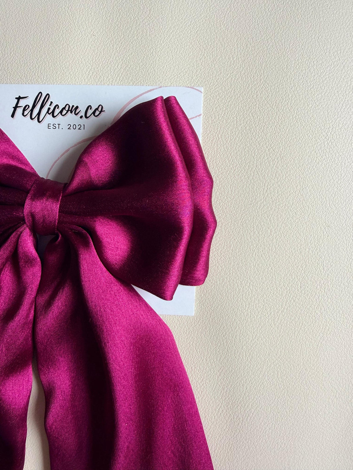 Magenta Satin Long Tail Hair Bow, Oversized Coquette Clip, Elegant Bridal Bridesmaid Accessory