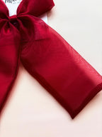 Oversized Cherry Red Organza Hair Bow, 10-inch Coquette Ribbon Clip, Romantic Bridal Accessory