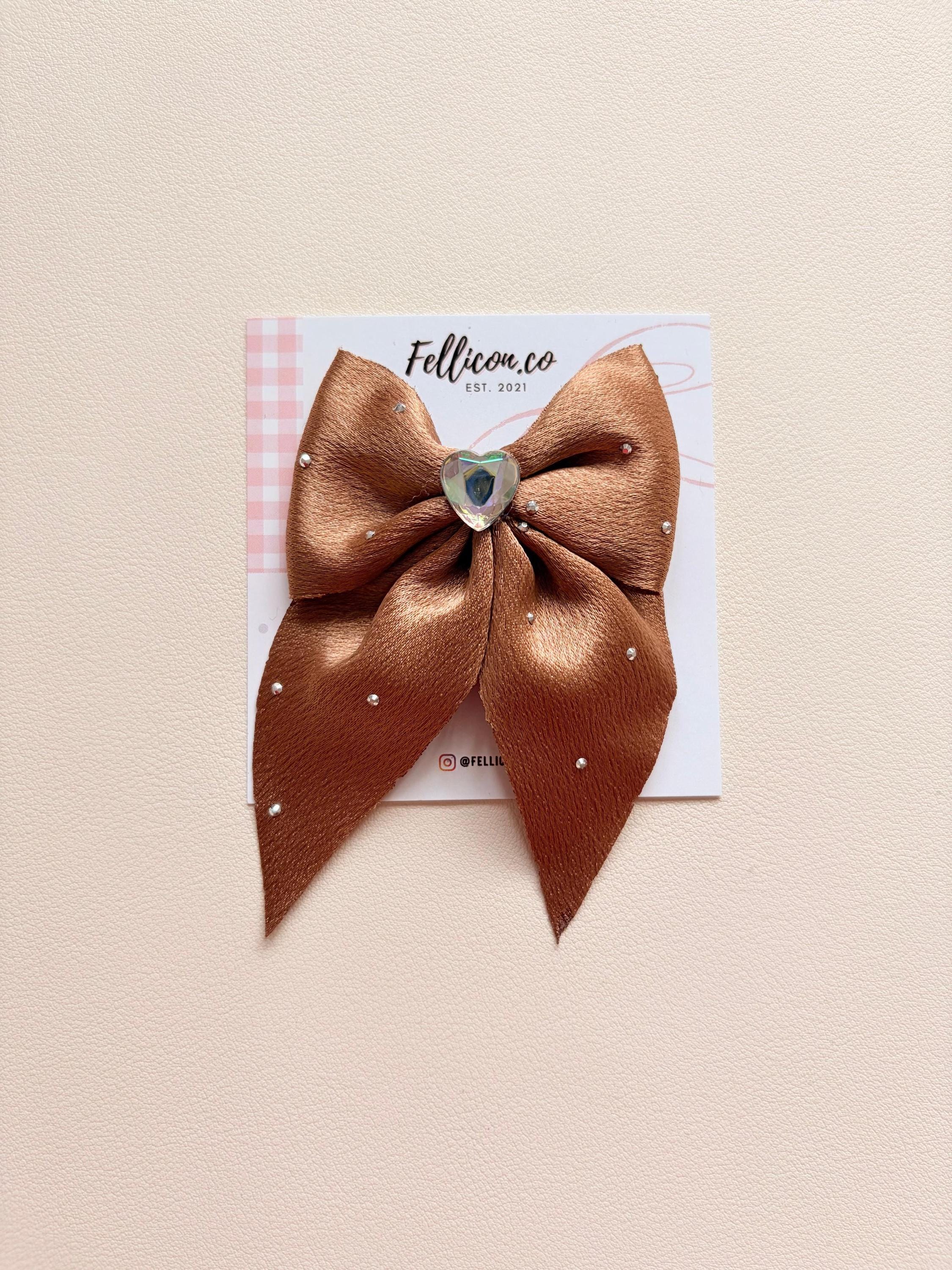 Sparkly Rhinestone Heart Sailor Bows (Pack of 5), Coquette Princess Hair Clips