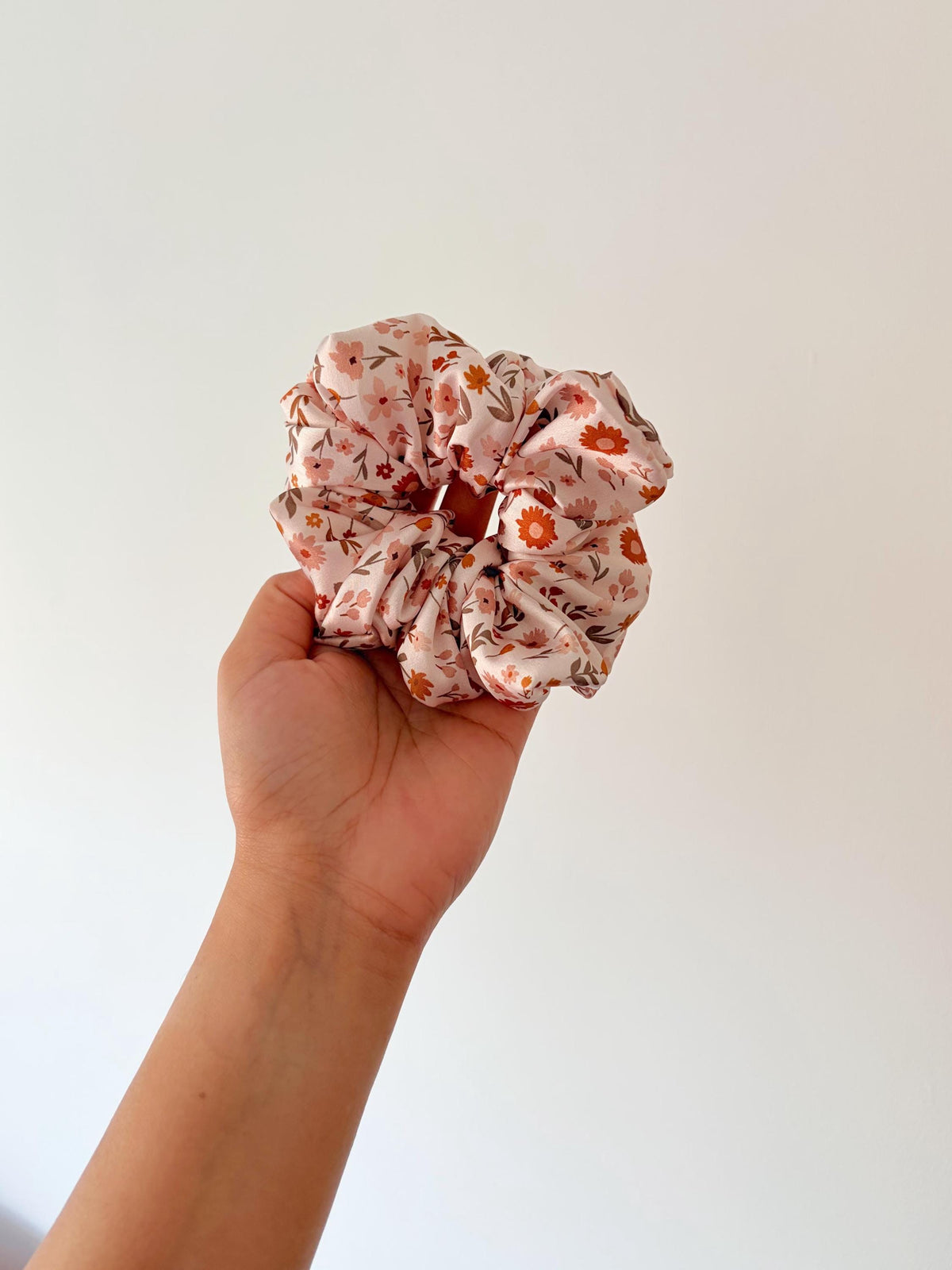 Oversized Floral Satin Scrunchie, Jumbo Silk Hair Tie, Cottagecore Style Accessories