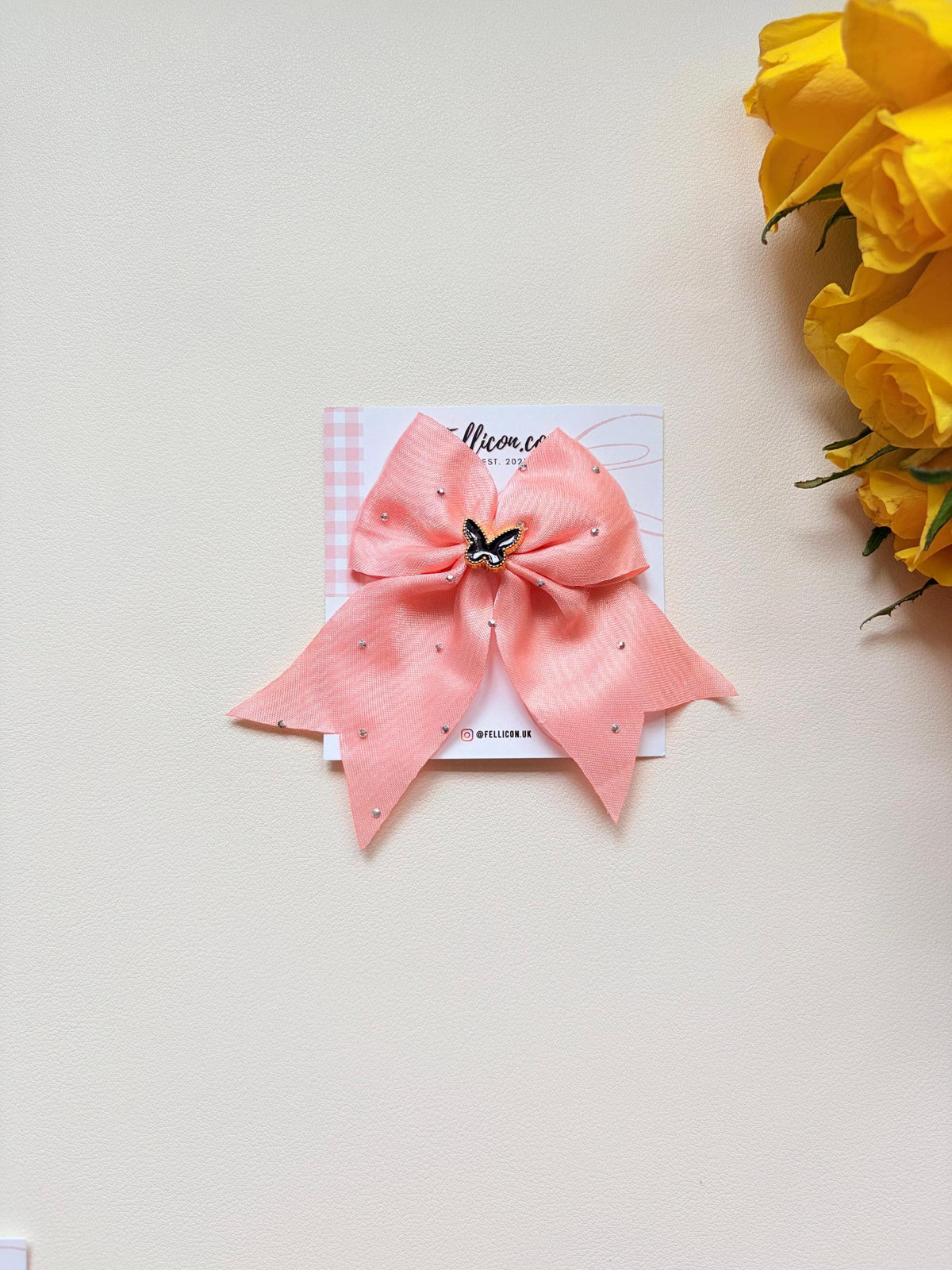 Ivory Butterfly Hair Bow with Pearls, Handmade Coquette Clip for Girls